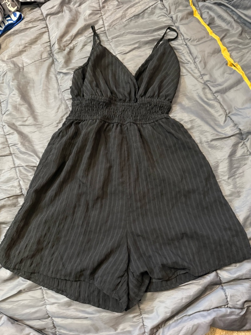 Black Sleeveless V-Neck Romper